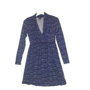 H&M Womens Dress‎ SZ S Faux Wrap Splice Long Sleeves Sheath Elastic Waist